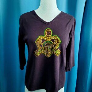 Greenbay Packerts rhinestone bling Tee - M